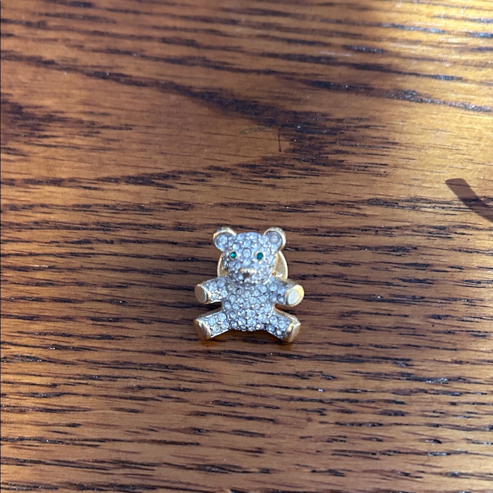 Gold and Silver Teddy Bear Brooch